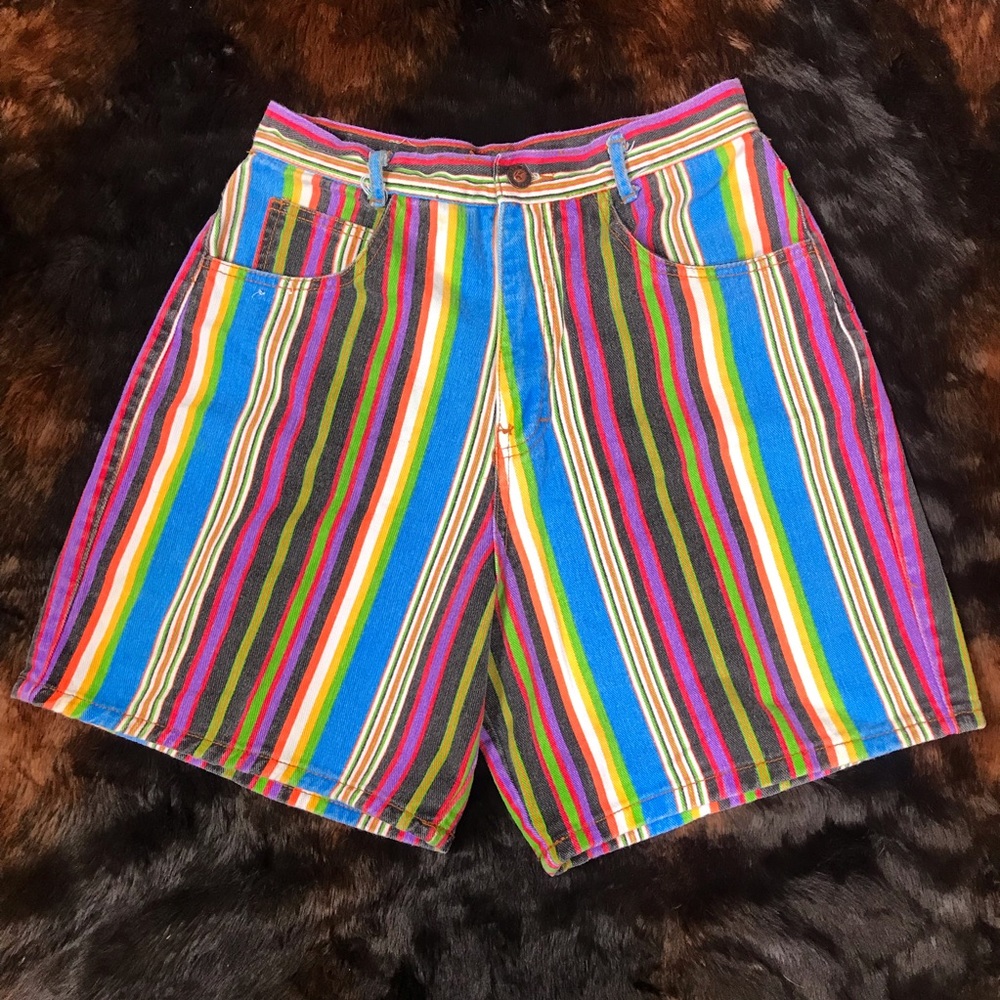 vintage rainbow striped shorts